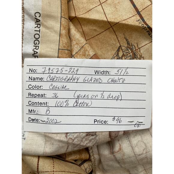 Brunschwig & Fils "Cartography"  fabric toile vintage swatch 31” x 54” - Picture 6 of 6